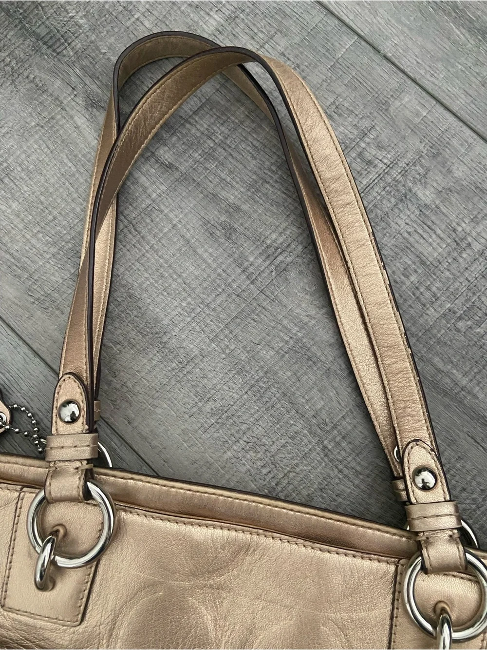 Coach Metallic Rose Gold Signature Bag